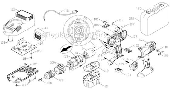 Page A Diagram and Parts List for 877 Type 1 Porter Cable Hammer Drill